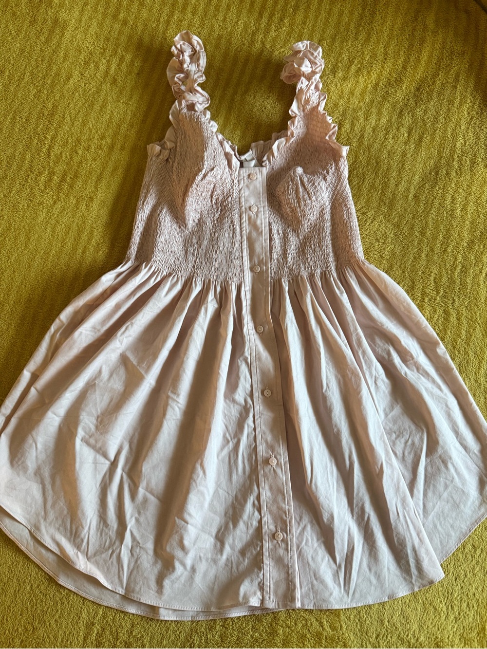 SKIMS Pale Pink Ruffle-Strap Button-Front Mini Dress - Picture 2 of 4